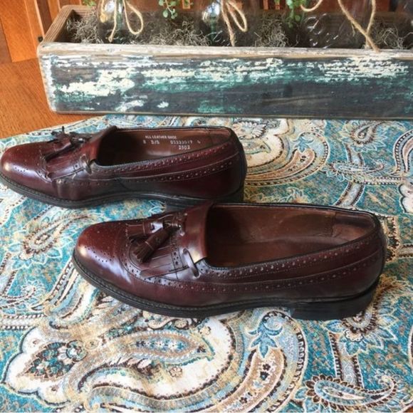 Hanover Masterflex Tassled All Leather wingtip Kiltie Cordovan loafer 8 burgundy - Picture 2 of 8